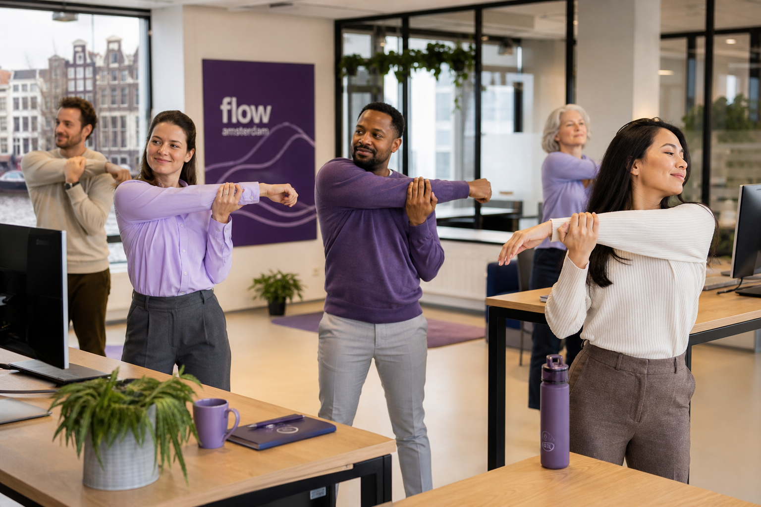 Washrefine workplace movement session in Amsterdam office